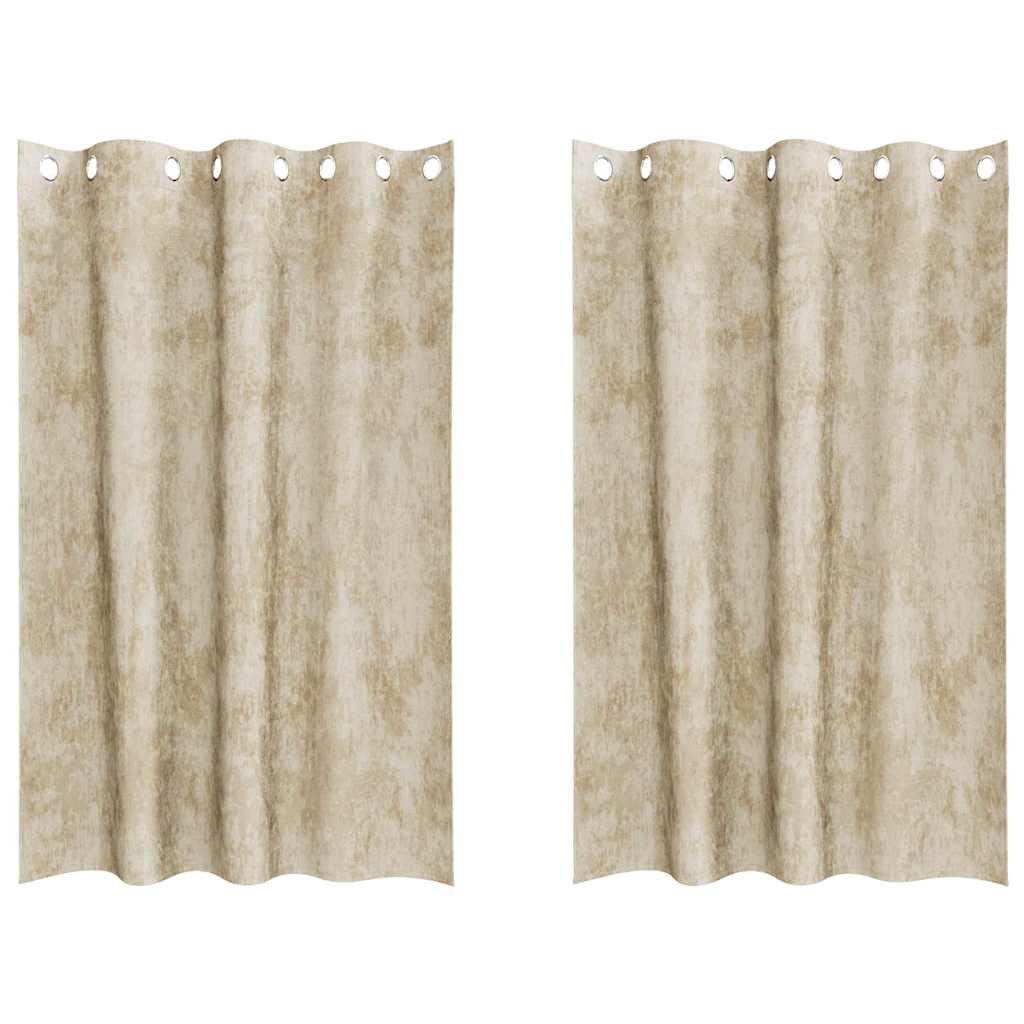 Sammetsgardiner 2 st Kräm 175 x 140 cm Sammet