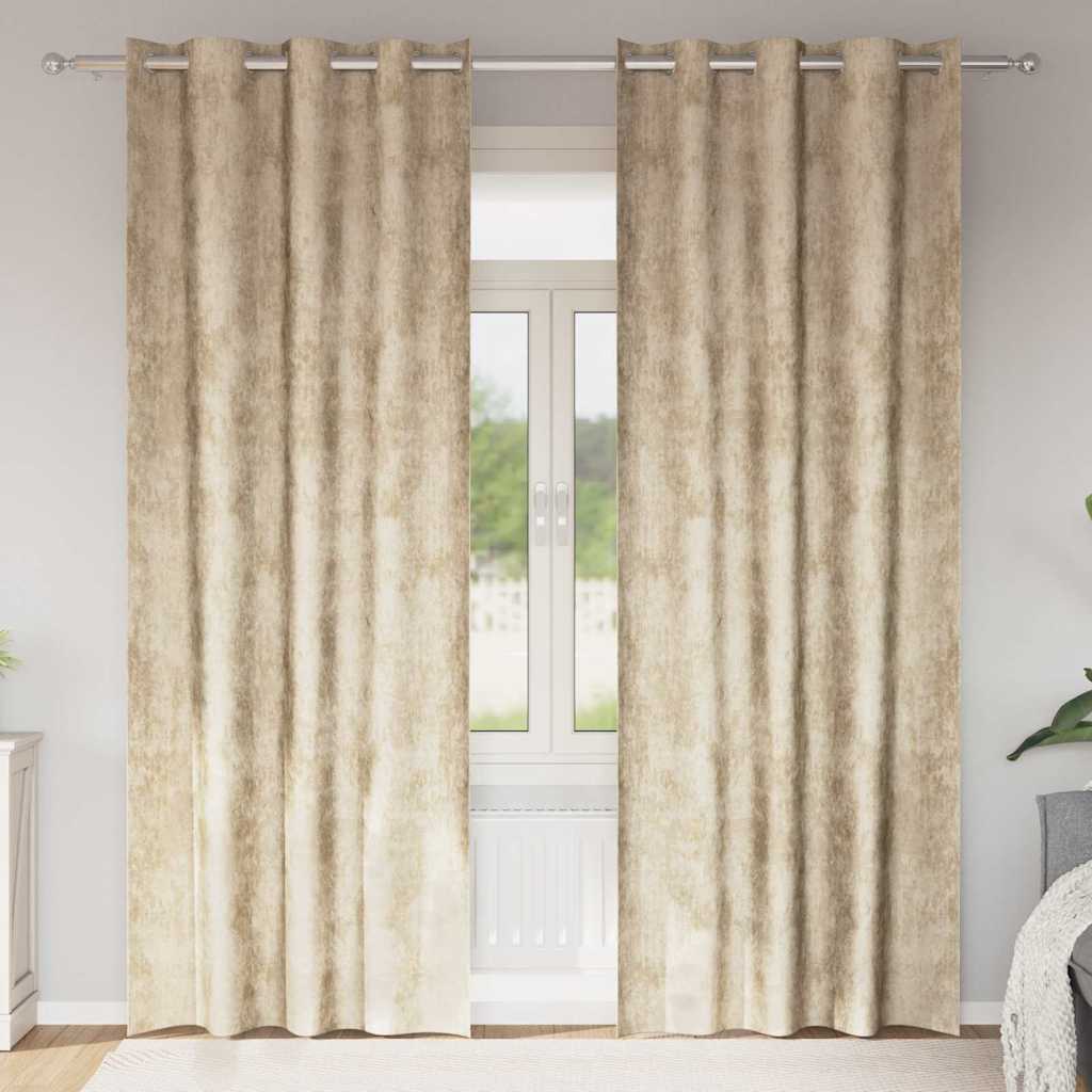Sammetsgardiner 2 st Kräm 245 x 140 cm Sammet