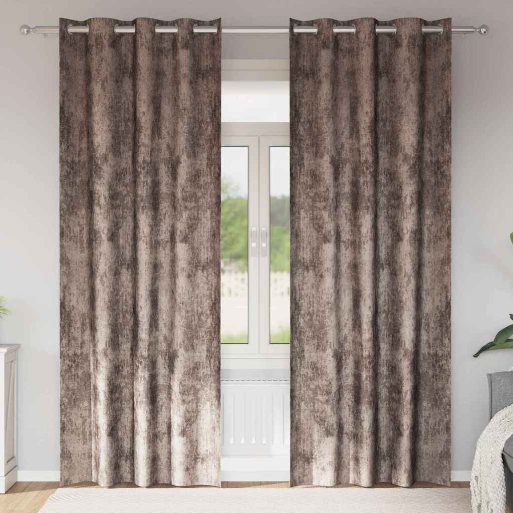 Sammetsgardiner 2 st Cappuccino 225 x 140 cm Sammet