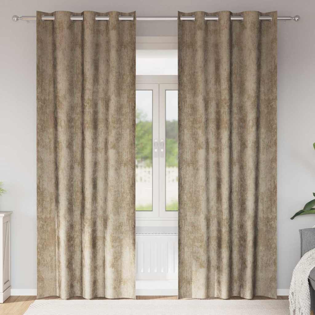 Sammetsgardiner 2 st champagne 225 x 140 cm Sammet