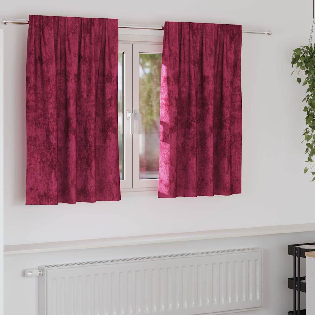 Sammetsgardiner 2 st Vinröd 140 x 140 cm Sammet