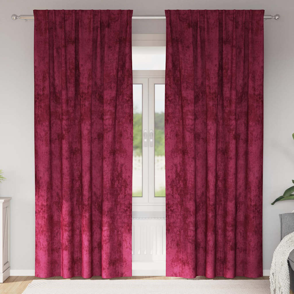 Sammetsgardiner 2 st Vinröd 225 x 140 cm Sammet