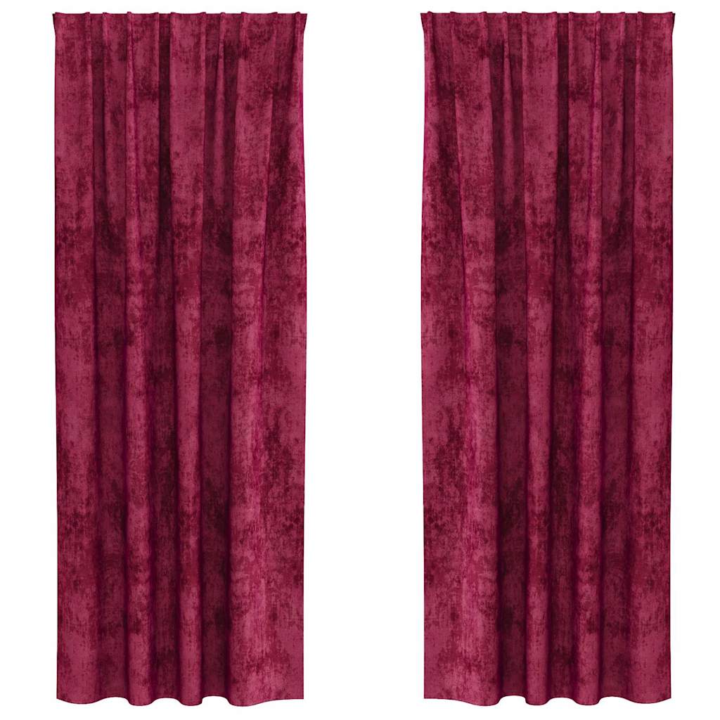 Sammetsgardiner 2 st Vinröd 260 x 140 cm Sammet