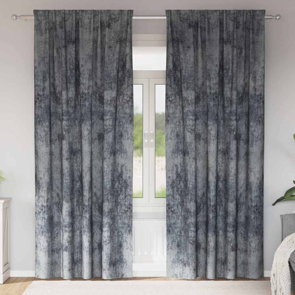 Sammetsgardiner 2 st Silvergrå 245 x 140 cm Sammet
