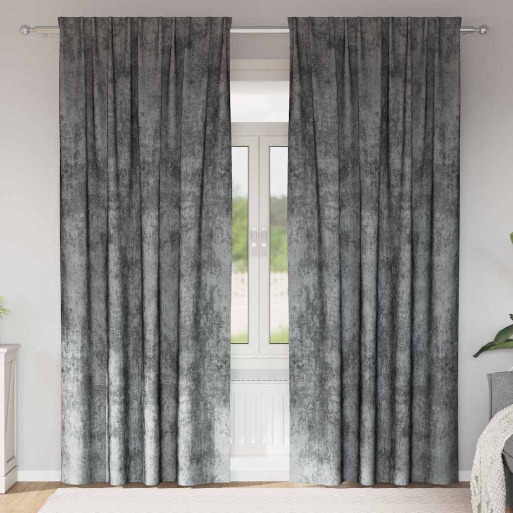 Sammetsgardiner 2 st Grå 245 x 140 cm Sammet