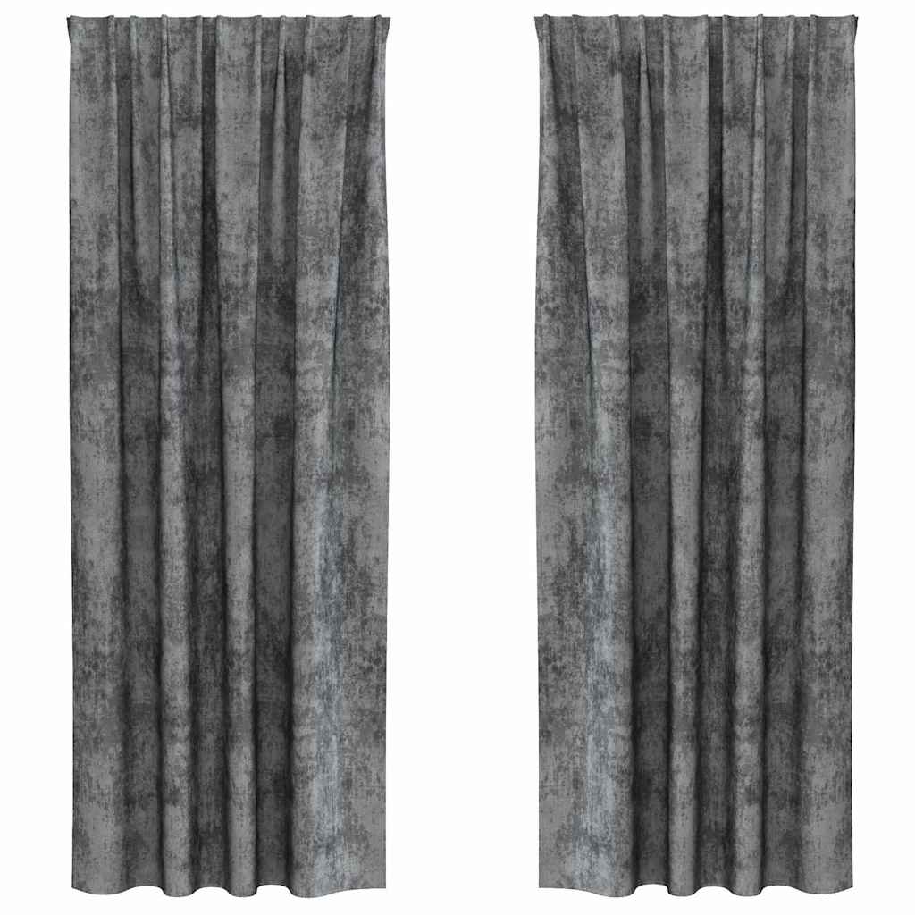 Sammetsgardiner 2 st Grå 260 x 140 cm Sammet