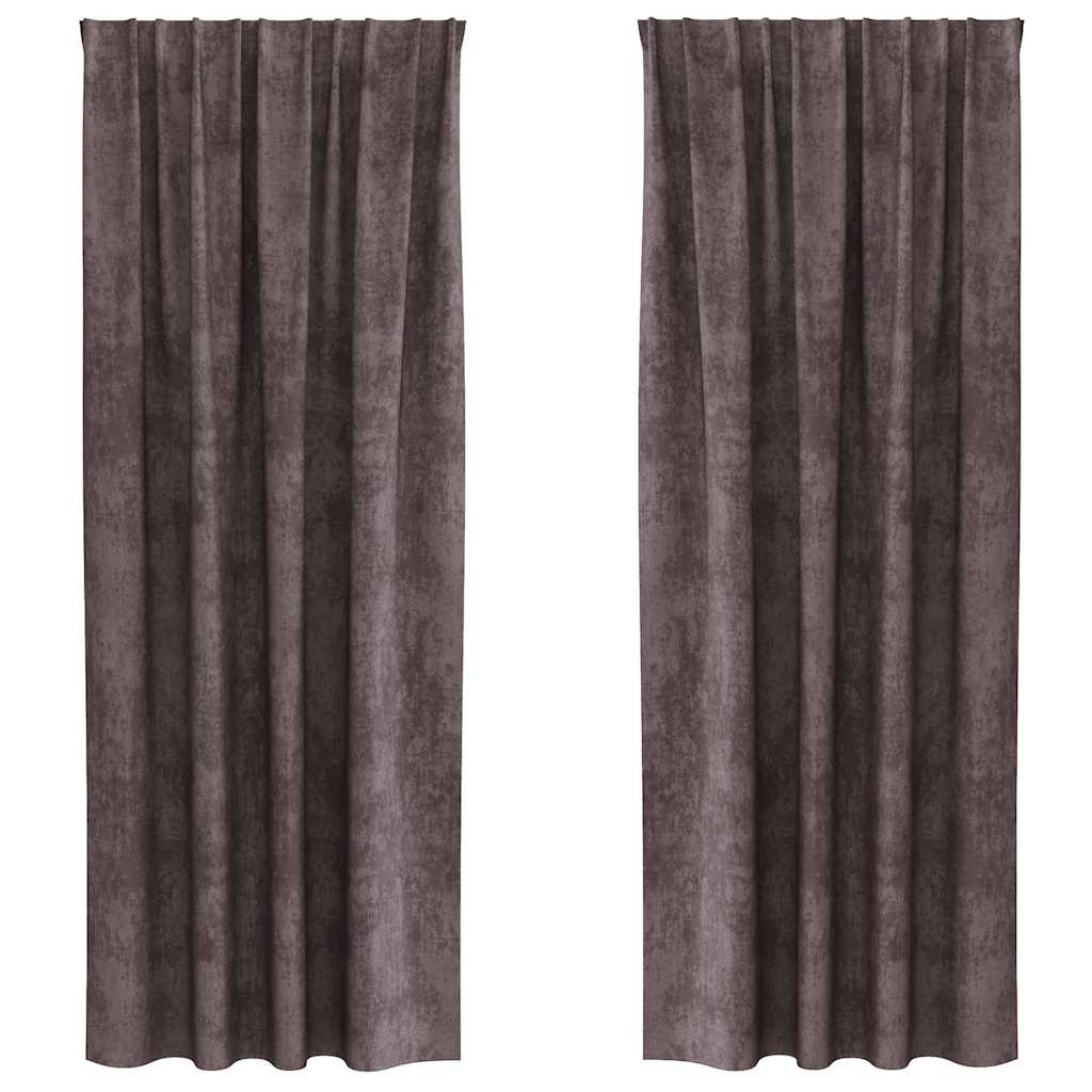 Sammetsgardiner 2 st Brun 225 x 140 cm Sammet