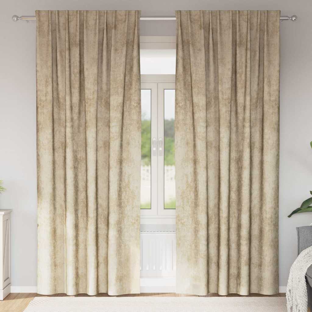 Sammetsgardiner 2 st Kräm 225 x 140 cm Sammet