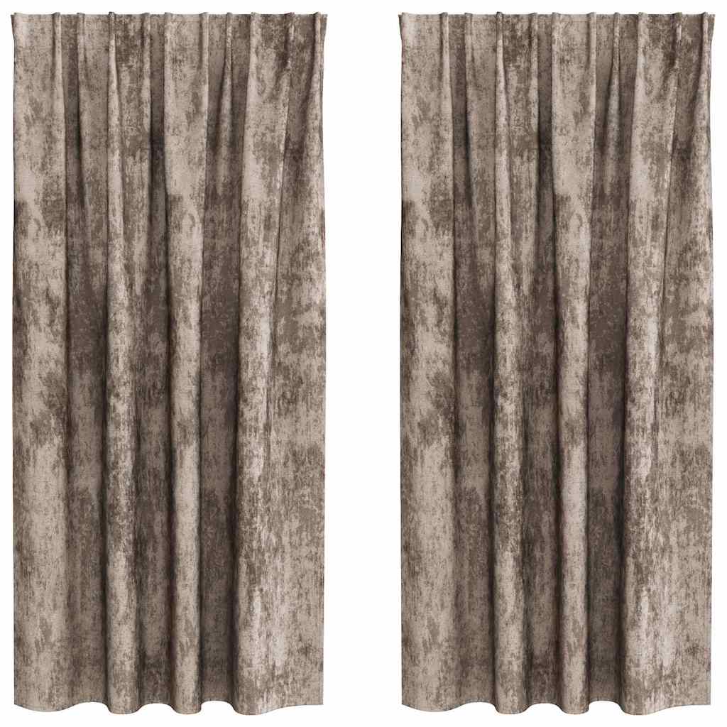 Sammetsgardiner 2 st Cappuccino 175 x 140 cm Sammet