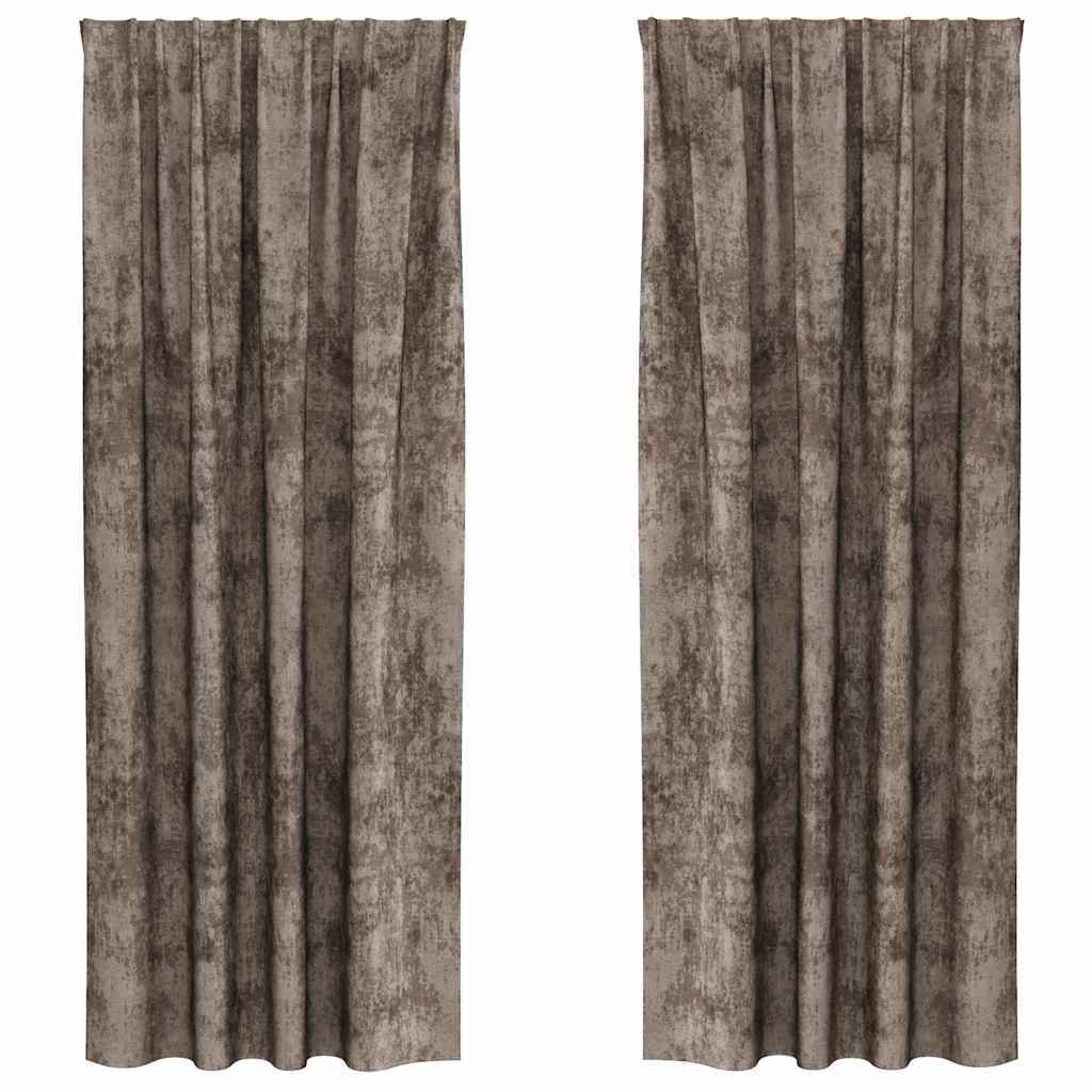 Sammetsgardiner 2 st Cappuccino 245 x 140 cm Sammet