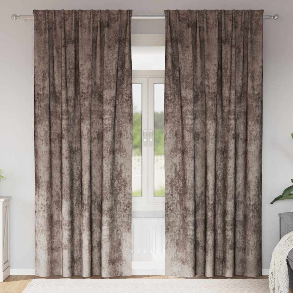 Sammetsgardiner 2 st Cappuccino 260 x 140 cm Sammet