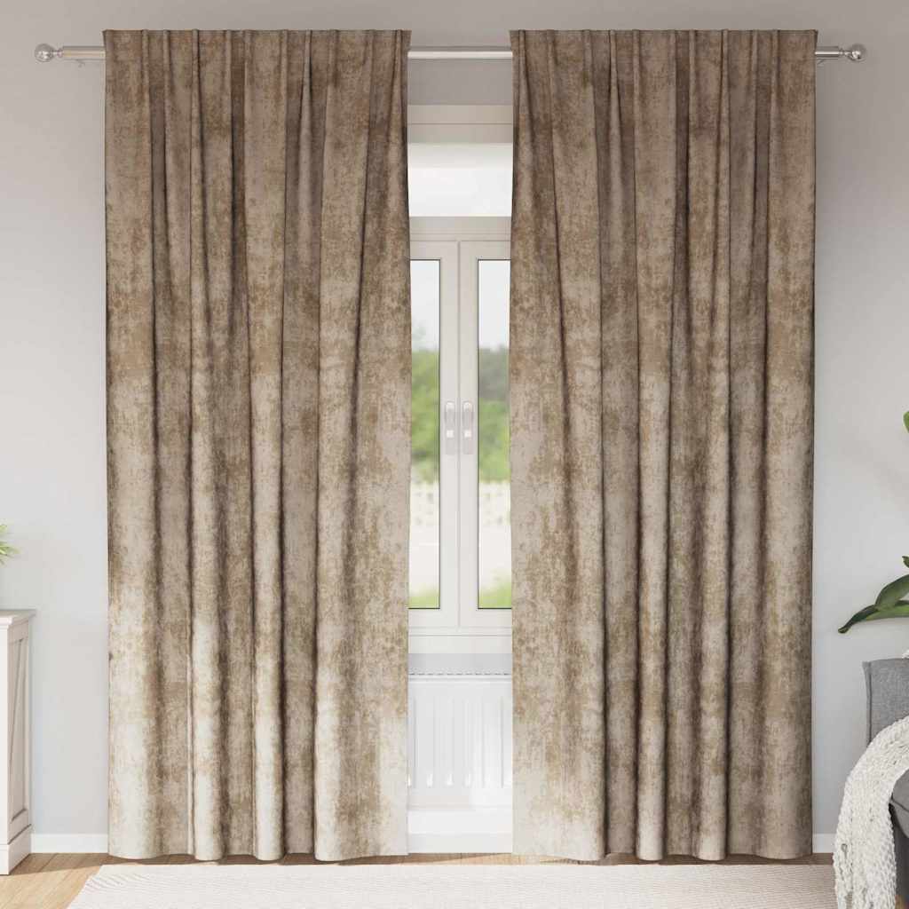 Sammetsgardiner 2 st champagne 245 x 140 cm Sammet