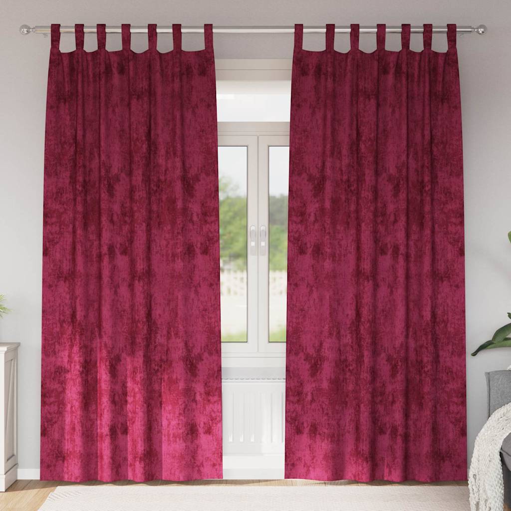 Sammetsgardiner 2 st Vinröd 245 x 140 cm Sammet