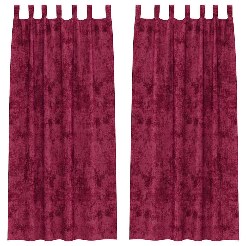 Sammetsgardiner 2 st Vinröd 245 x 140 cm Sammet