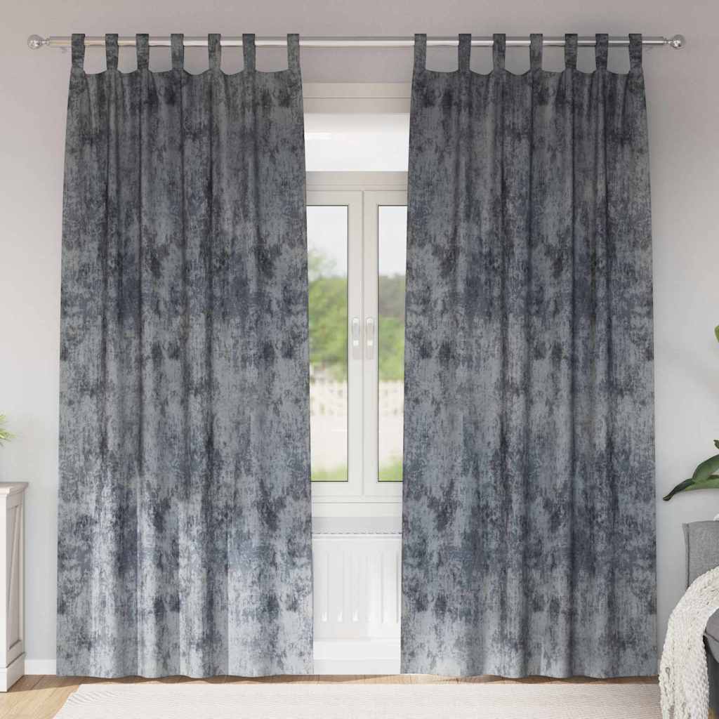 Sammetsgardiner 2 st Silvergrå 225 x 140 cm Sammet