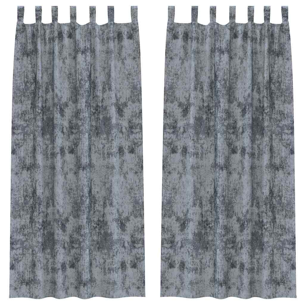 Sammetsgardiner 2 st Silvergrå 225 x 140 cm Sammet