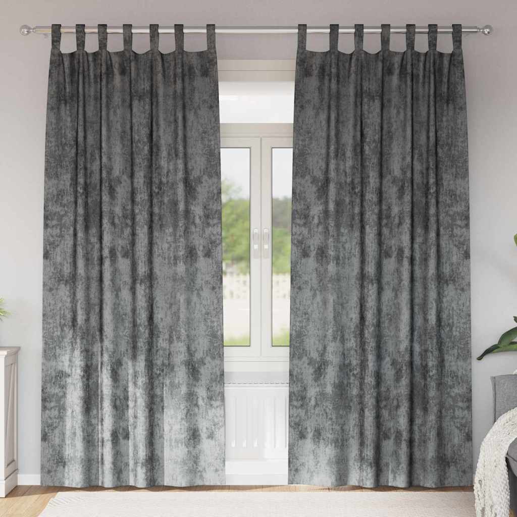 Sammetsgardiner 2 st Grå 260 x 140 cm Sammet