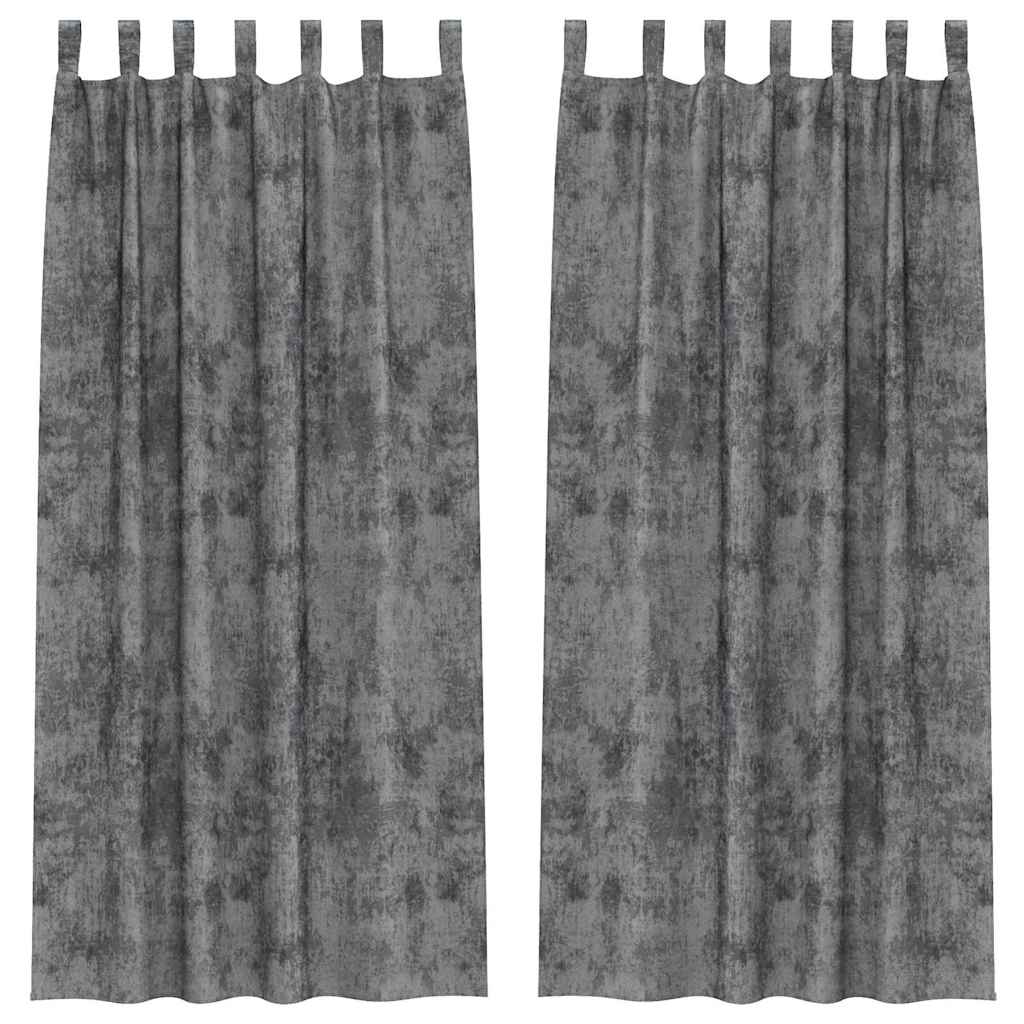 Sammetsgardiner 2 st Grå 260 x 140 cm Sammet