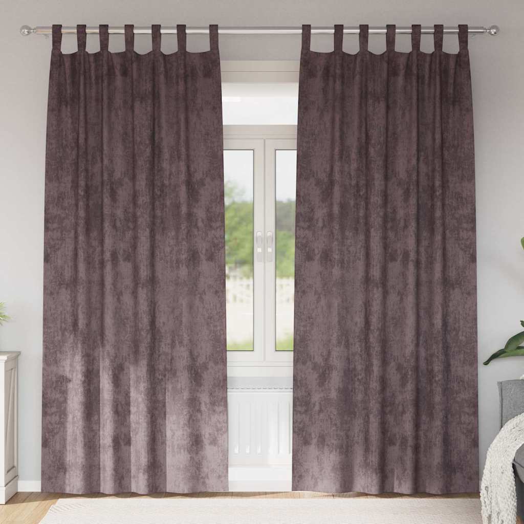 Sammetsgardiner 2 st Brun 225 x 140 cm Sammet