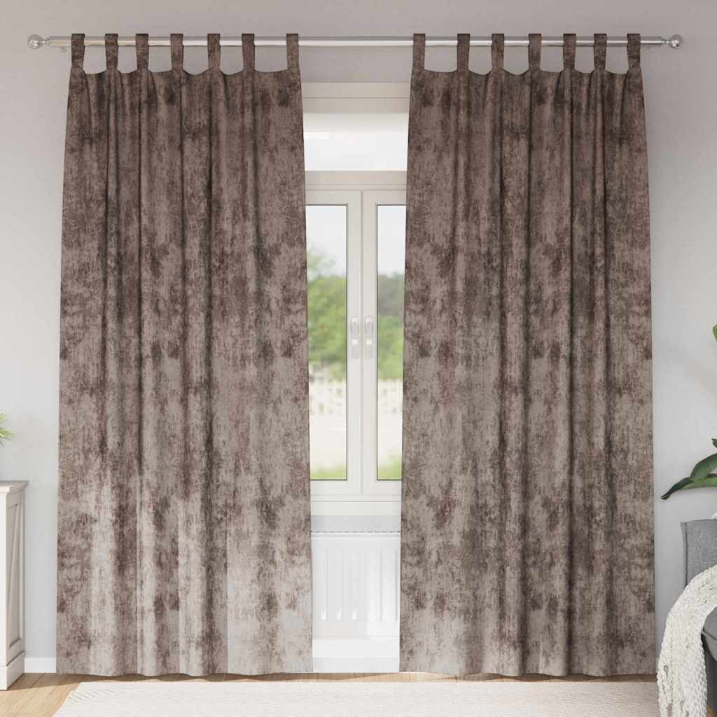 Sammetsgardiner 2 st Cappuccino 225 x 140 cm Sammet