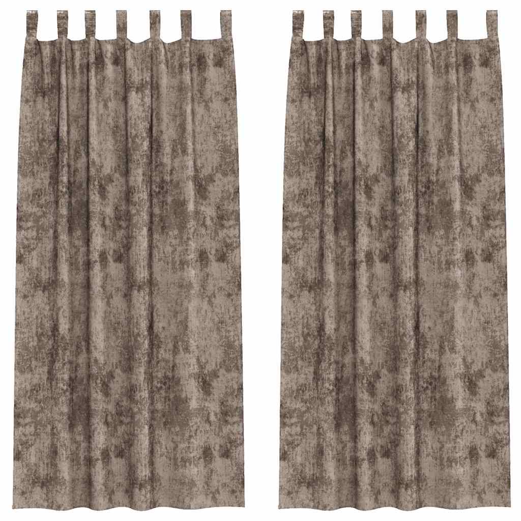 Sammetsgardiner 2 st Cappuccino 245 x 140 cm Sammet