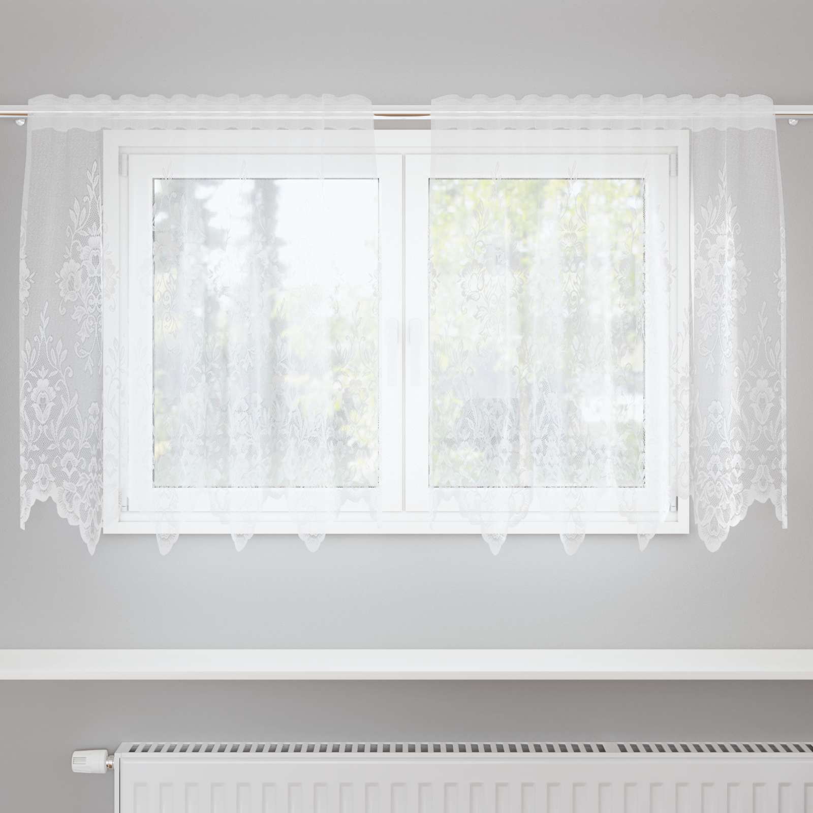 Spetsgardin Vit 80 x 150 cm Polyester