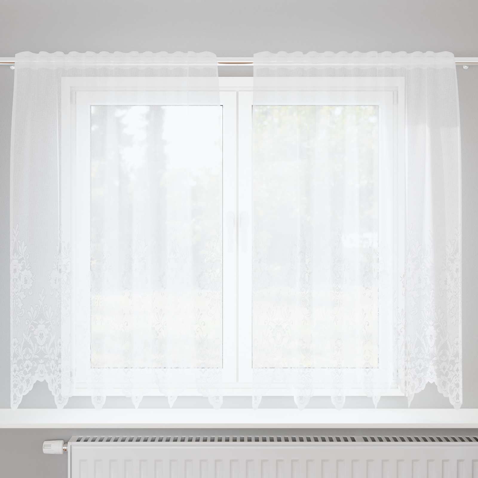 Spetsgardin Vit 180 x 150 cm Polyester