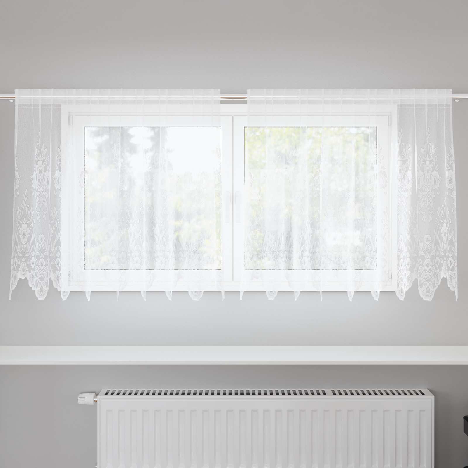 Spetsgardin Vit 100 x 200 cm Polyester