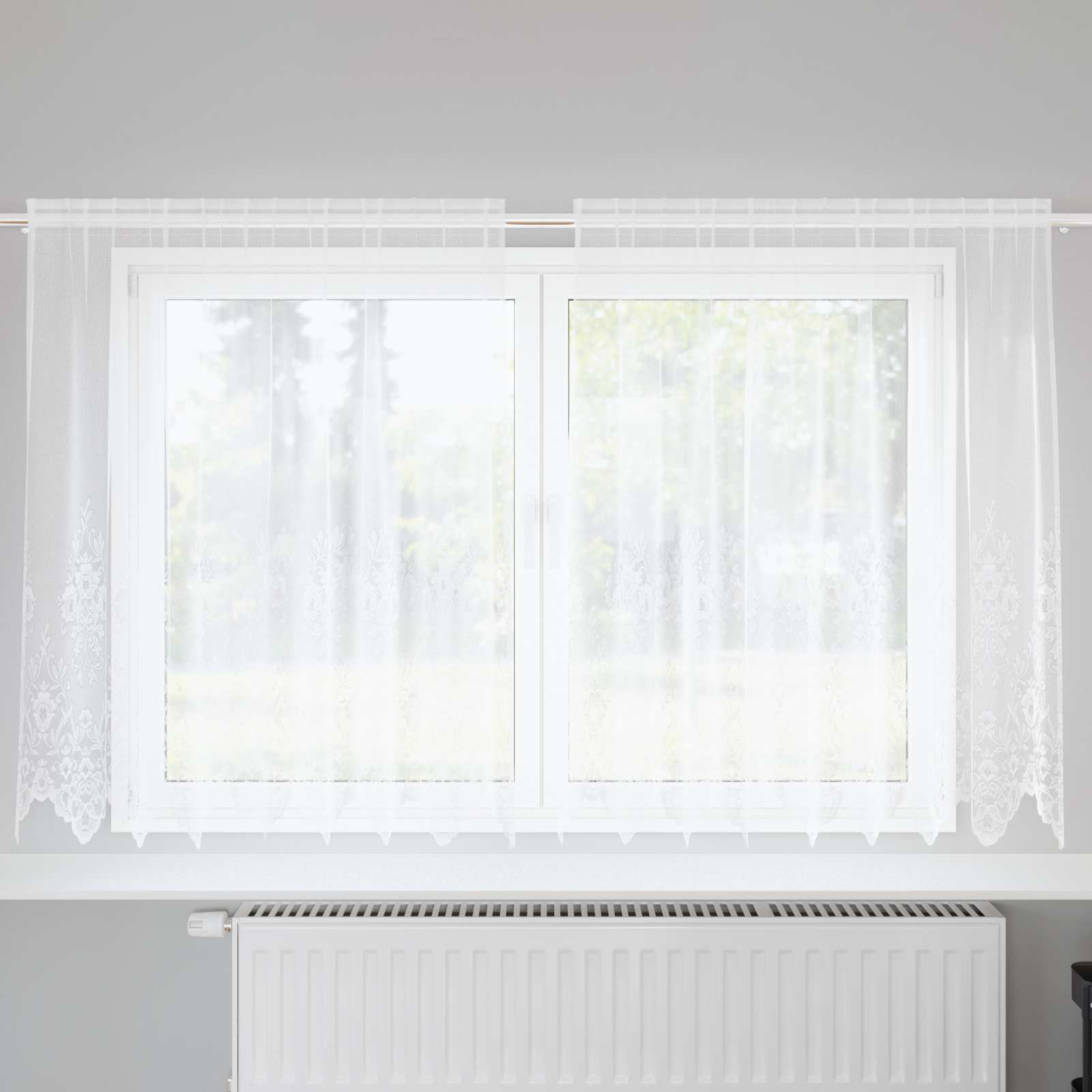 Spetsgardin Vit 160 x 200 cm Polyester