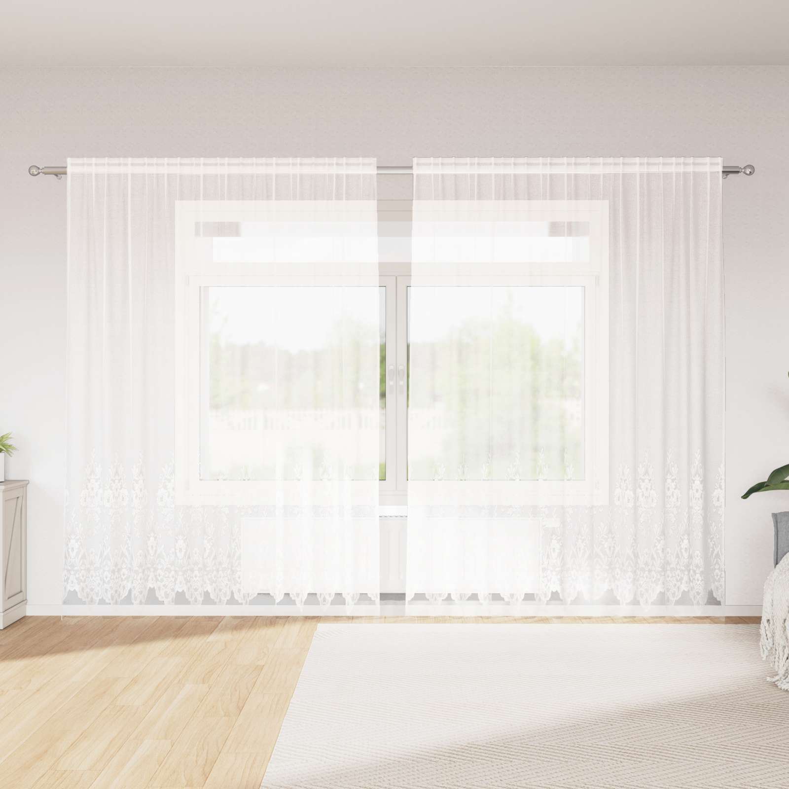 Spetsgardin Vit 200 x 300 cm Polyester