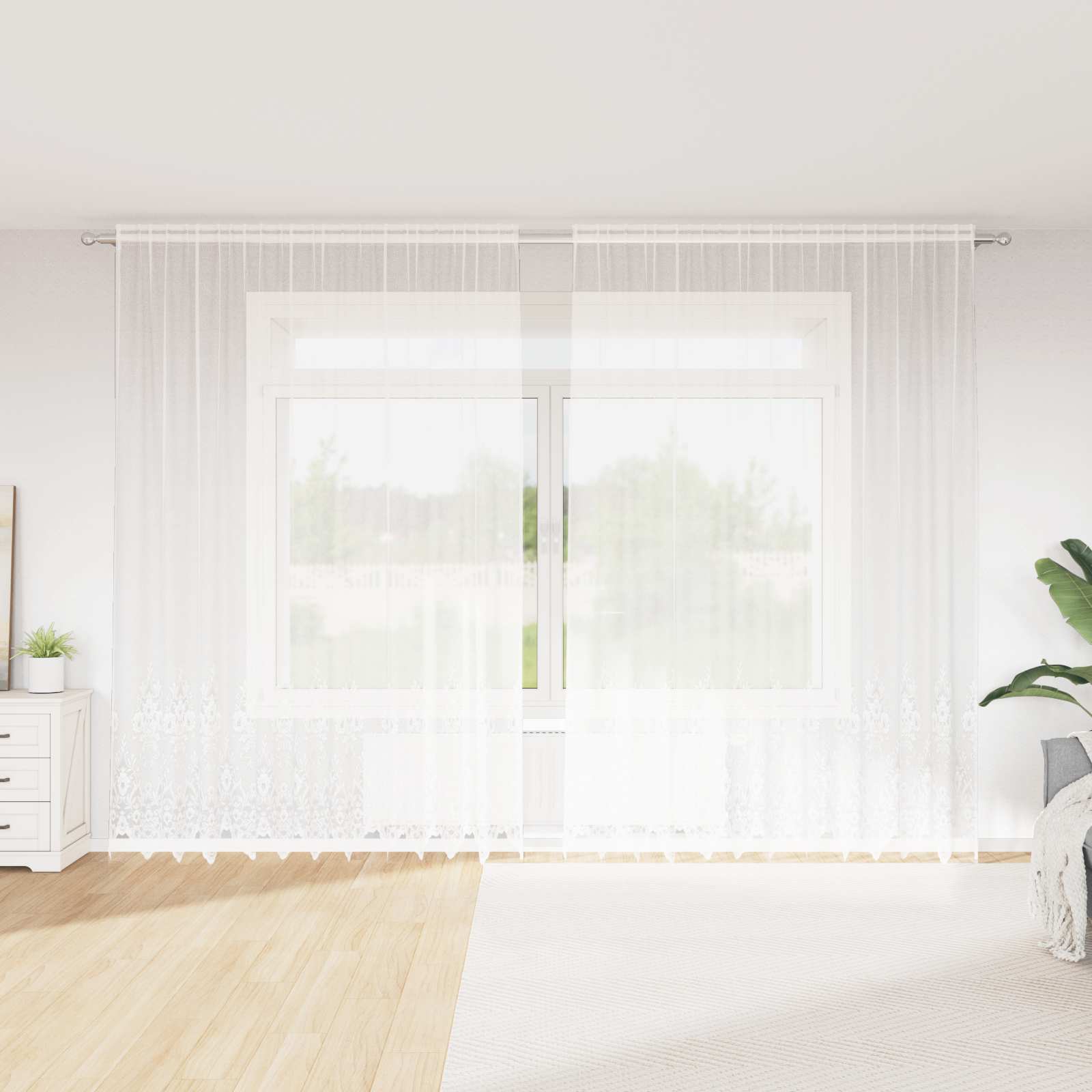 Spetsgardin Vit 280 x 300 cm Polyester