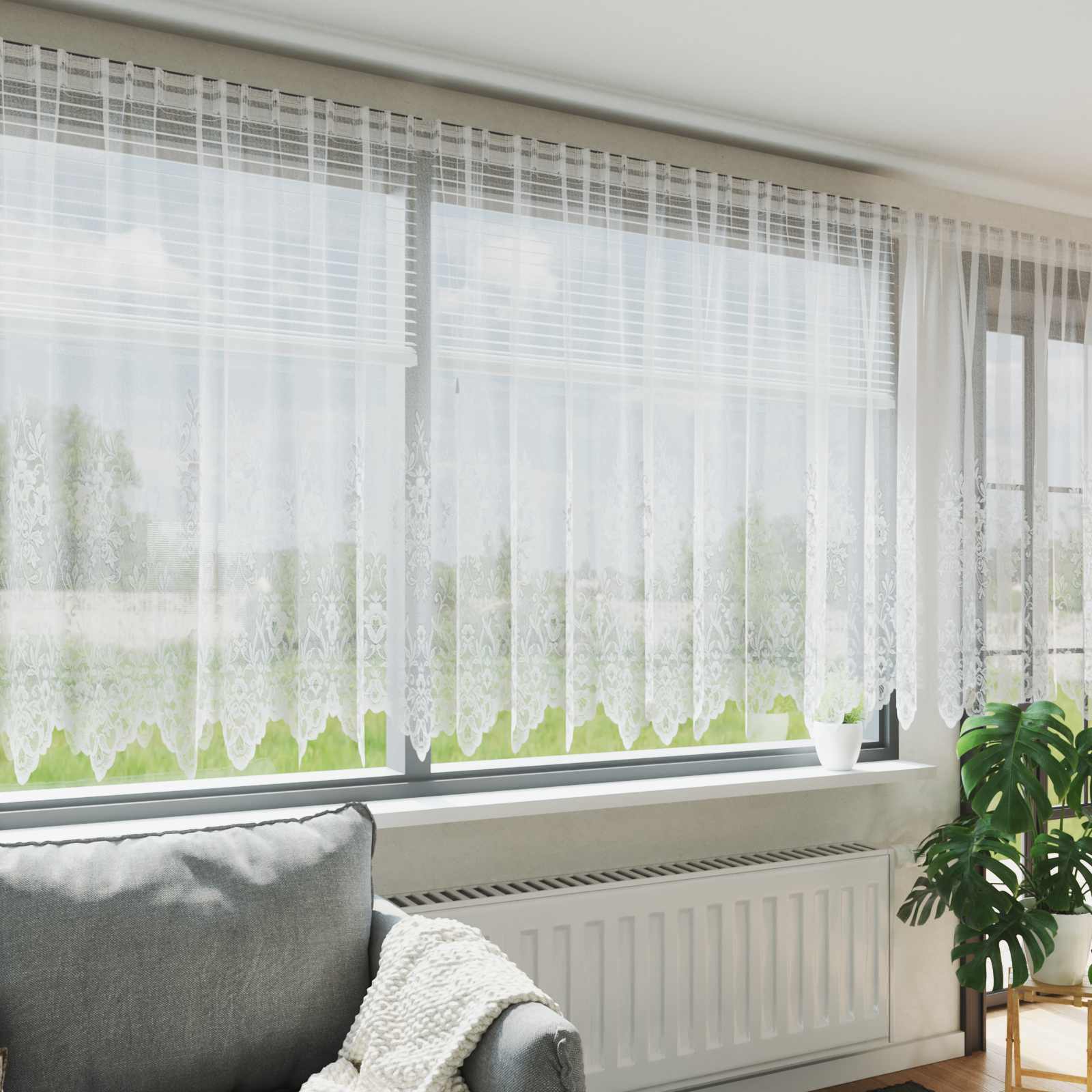 Spetsgardin Vit 180 x 600 cm Polyester
