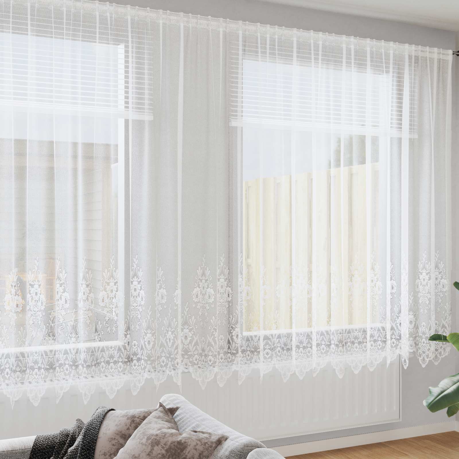 Spetsgardin Vit 220 x 600 cm Polyester
