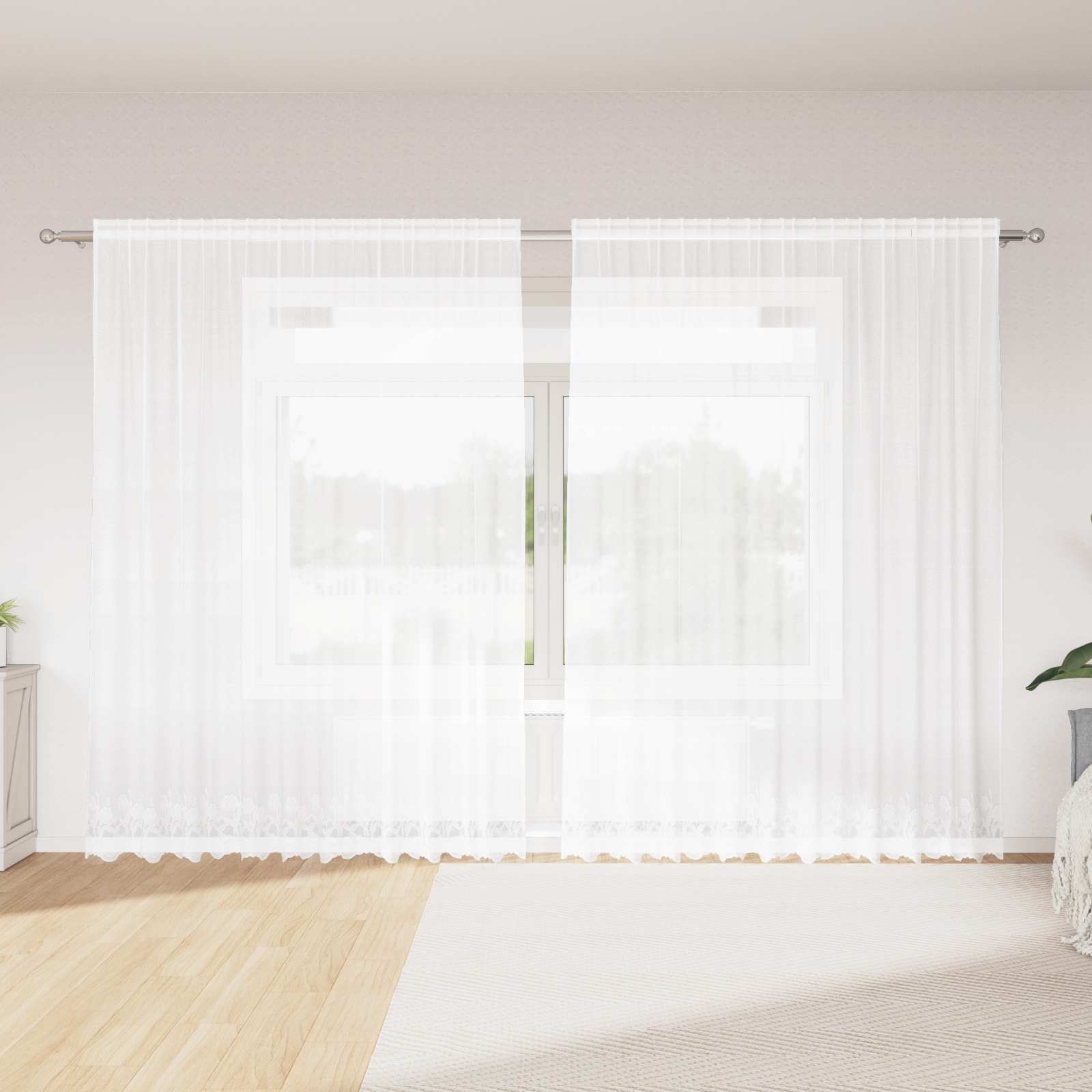 Spetsgardin Vit 200 x 300 cm Polyester