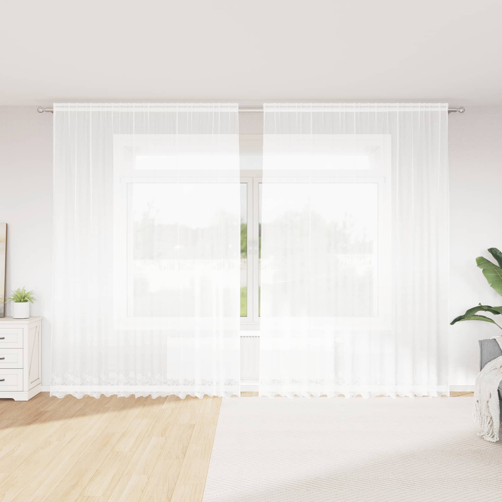 Spetsgardin Vit 260 x 300 cm Polyester