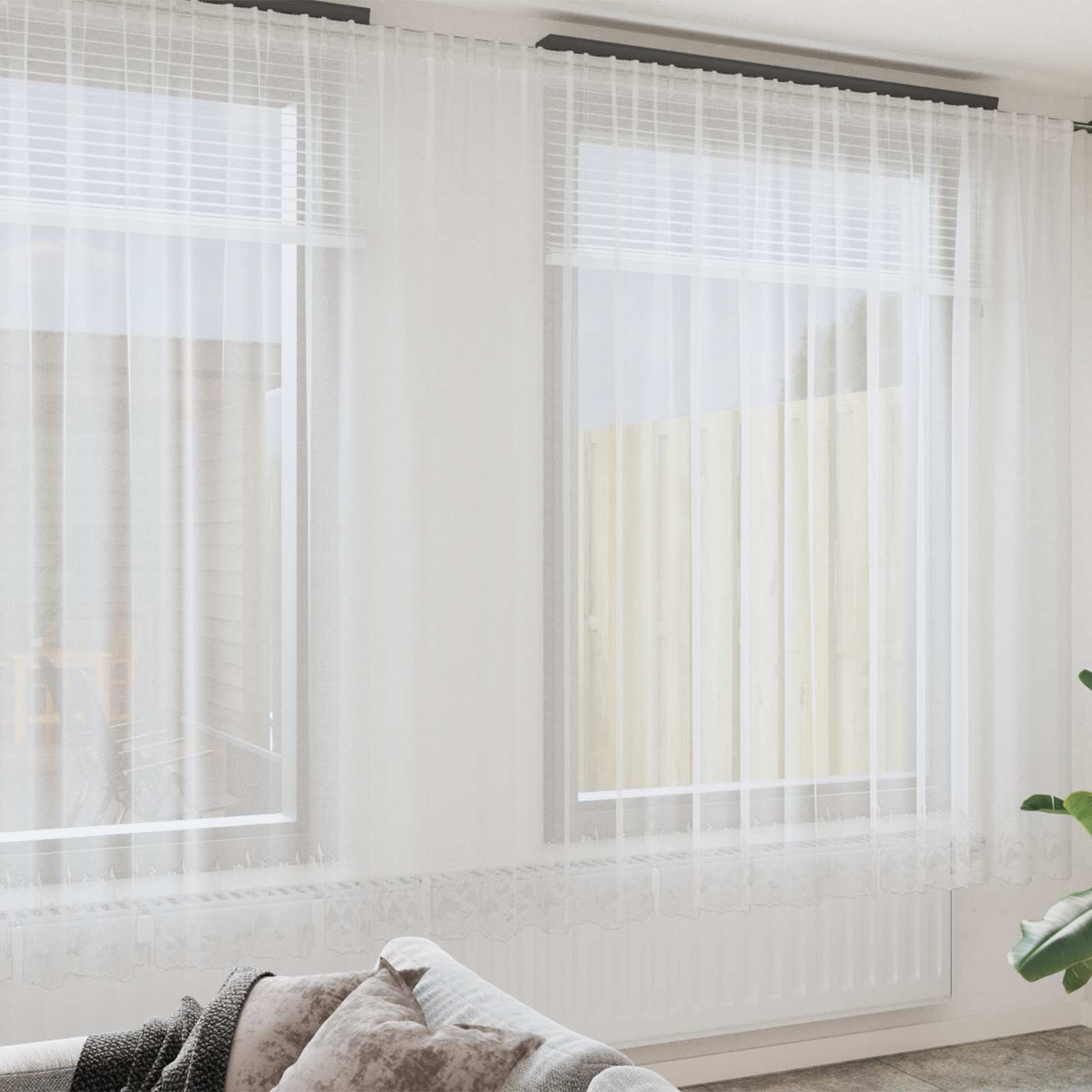 Spetsgardin Vit 260 x 400 cm Polyester