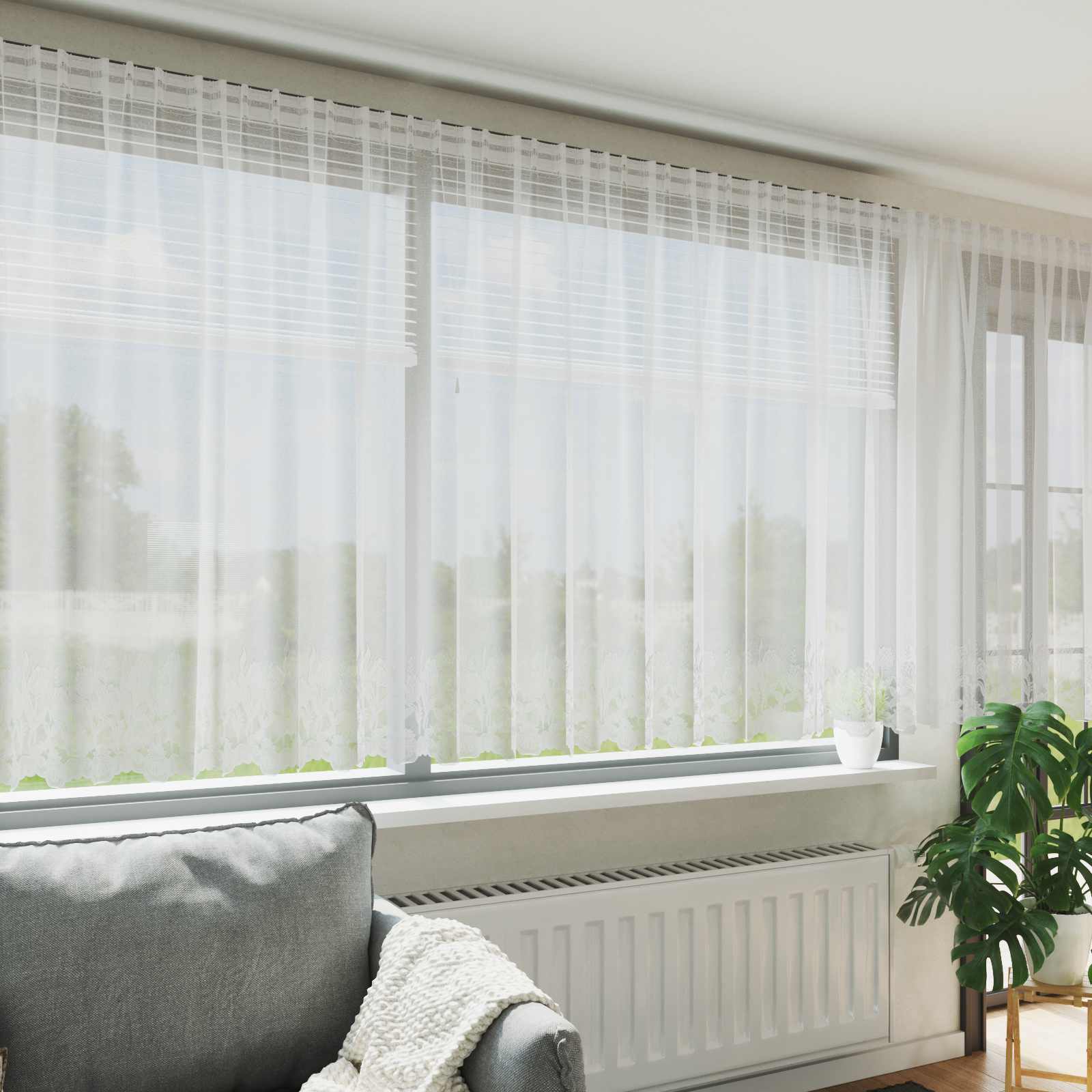 Spetsgardin Vit 140 x 500 cm Polyester