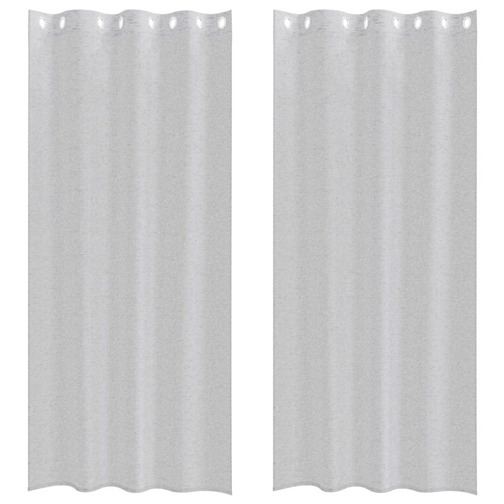 Voile Gardin 2 st Ljusgrå 245 x 140 cm Polyester