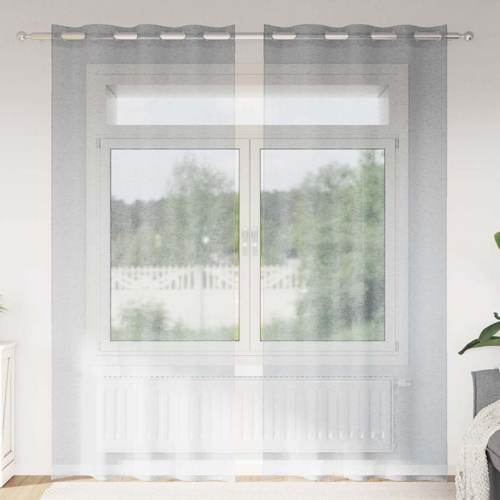Voile Gardin 2 st Mörkgrå 225 x 140 cm Polyester