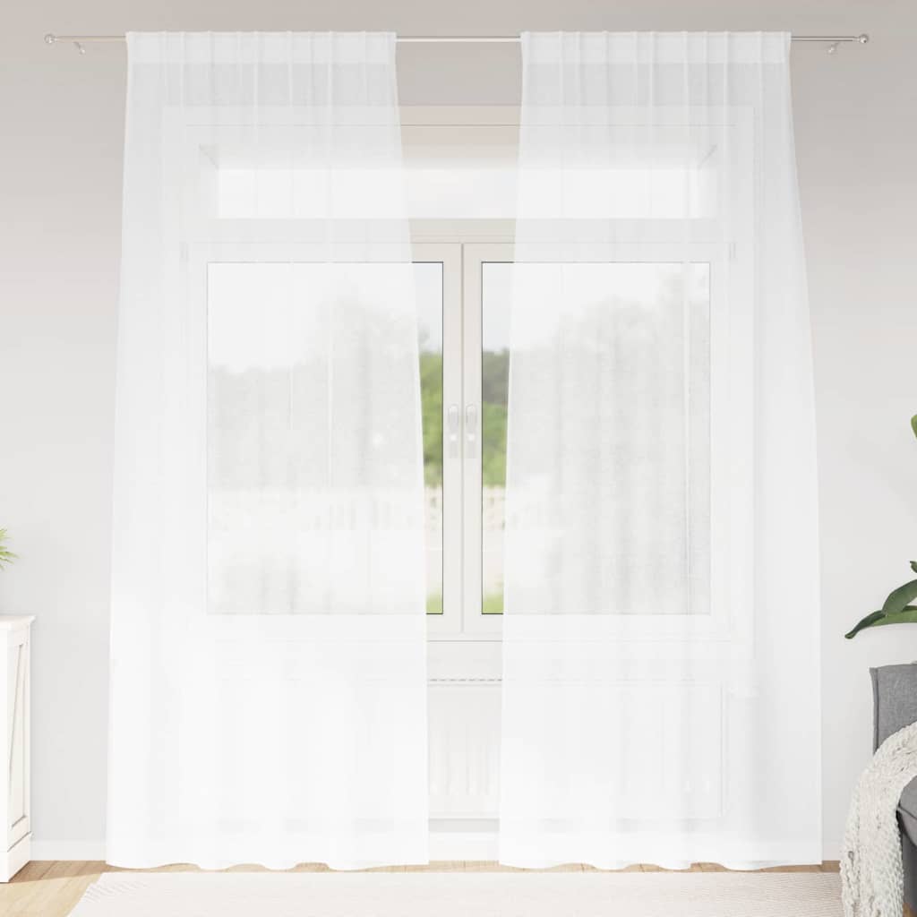 Voile Gardin 2 st Vit 245 x 140 cm Polyester