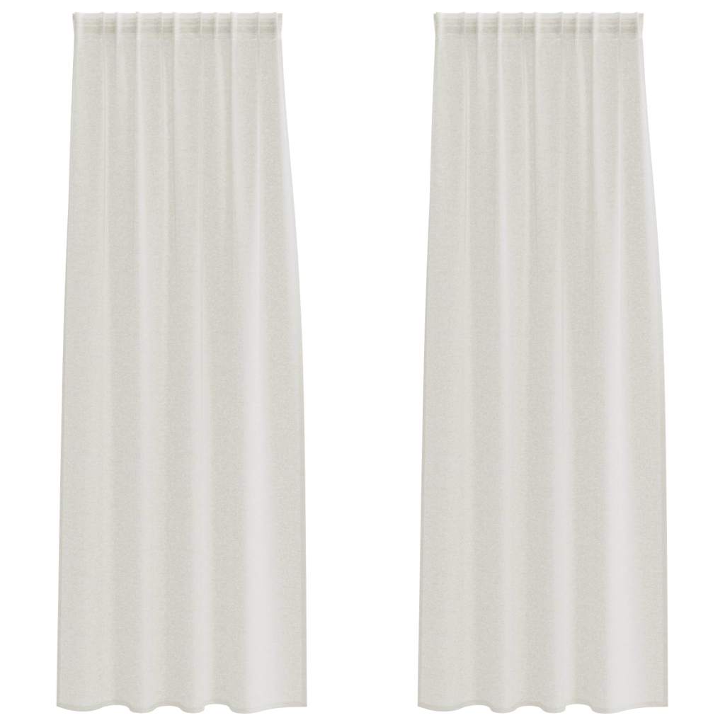 Voile Gardin 2 st Kräm 225 x 140 cm Polyester