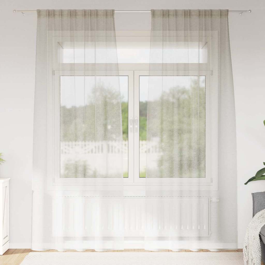 Voile Gardin 2 st Kräm 245 x 140 cm Polyester