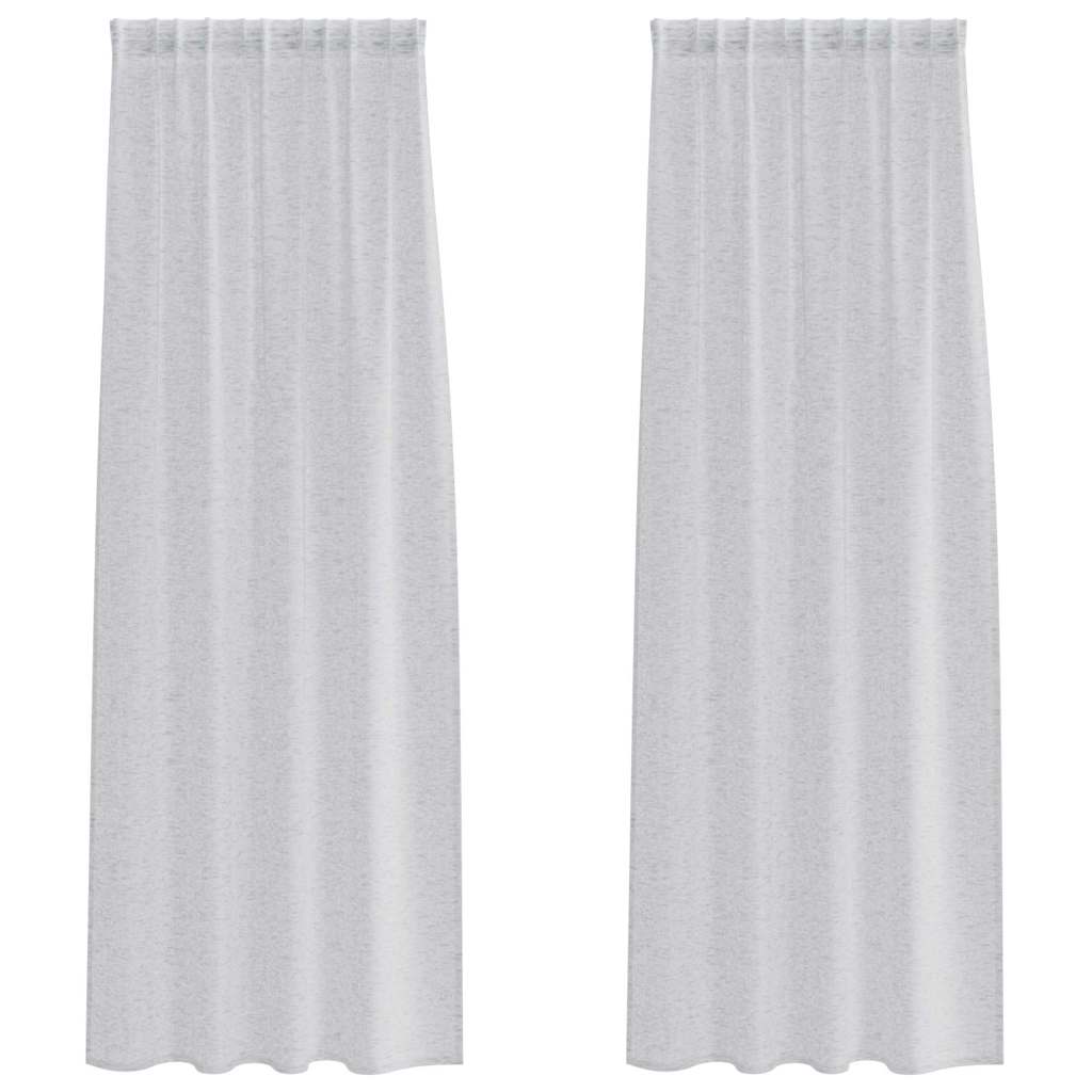 Voile Gardin 2 st Ljusgrå 225 x 140 cm Polyester