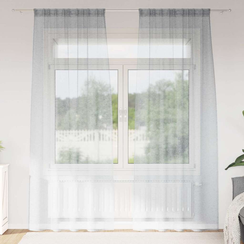 Voile Gardin 2 st Mörkgrå 225 x 140 cm Polyester