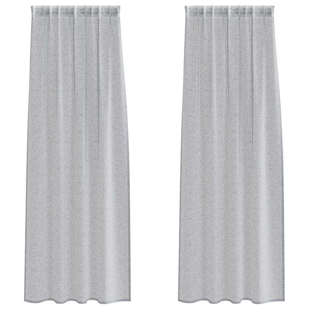 Voile Gardin 2 st Mörkgrå 225 x 140 cm Polyester