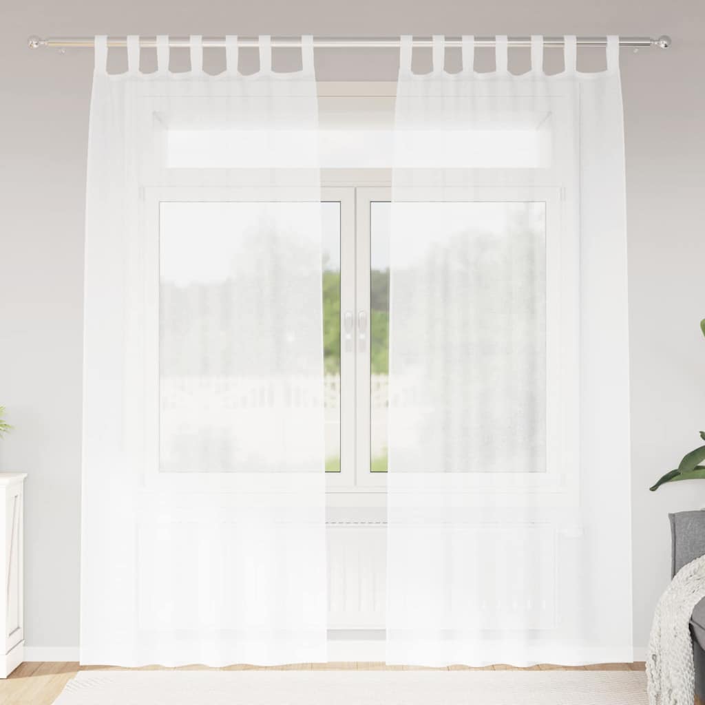 Voile Gardin 2 st Vit 225 x 140 cm Polyester