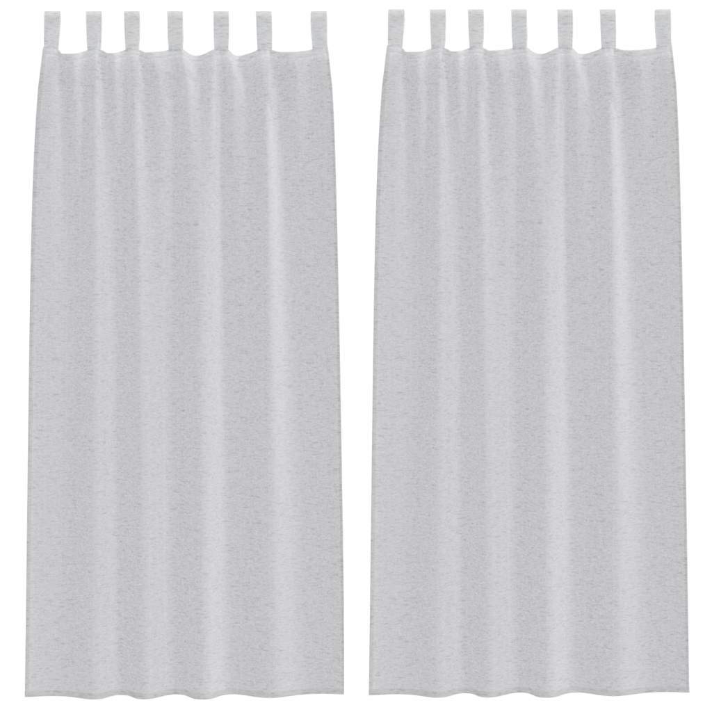Voile Gardin 2 st Ljusgrå 225 x 140 cm Polyester