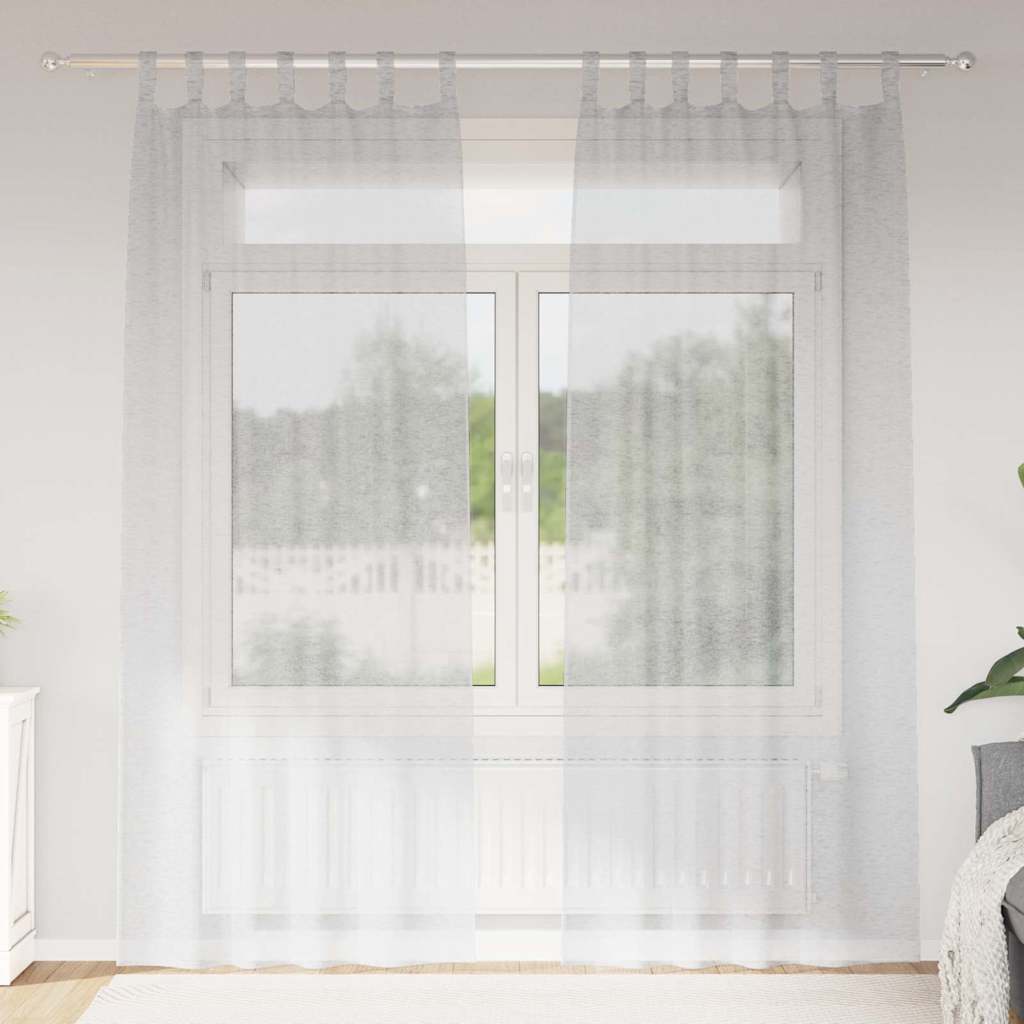 Voile Gardin 2 st Ljusgrå 245 x 140 cm Polyester
