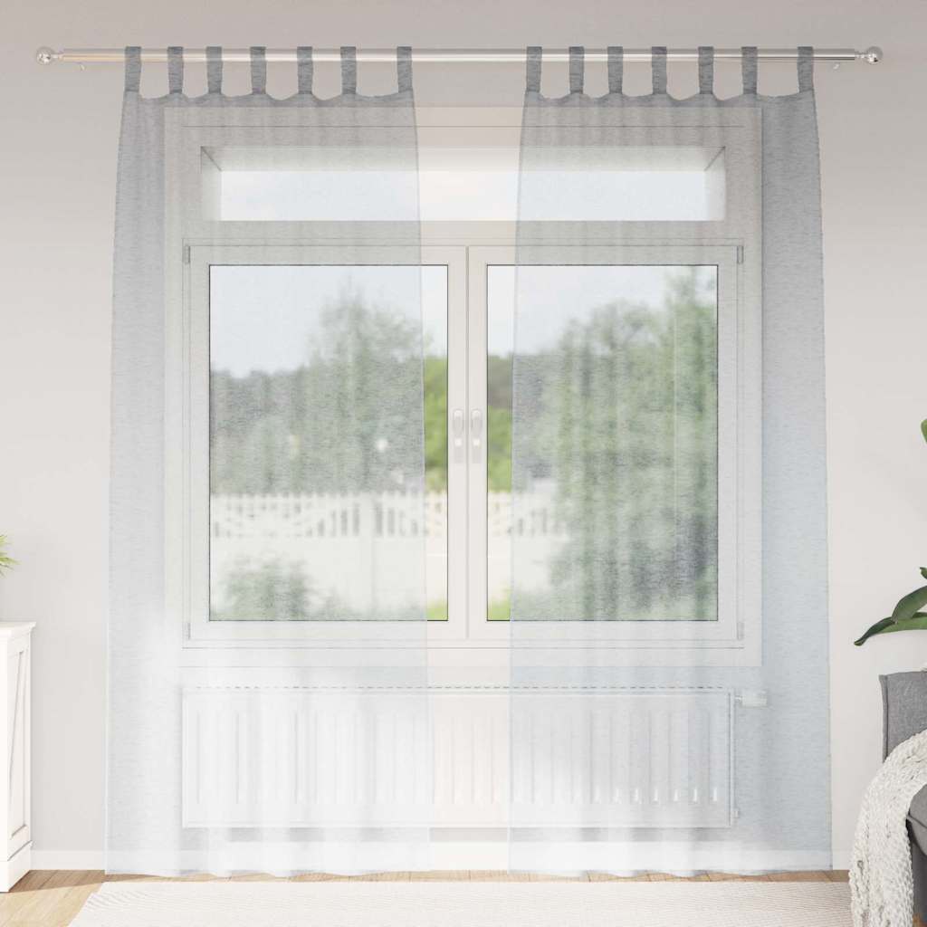 Voile Gardin 2 st Mörkgrå 225 x 140 cm Polyester