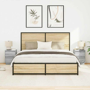 Sängbord med LED-lampor 2 st grå sonoma 38x34x50 cm